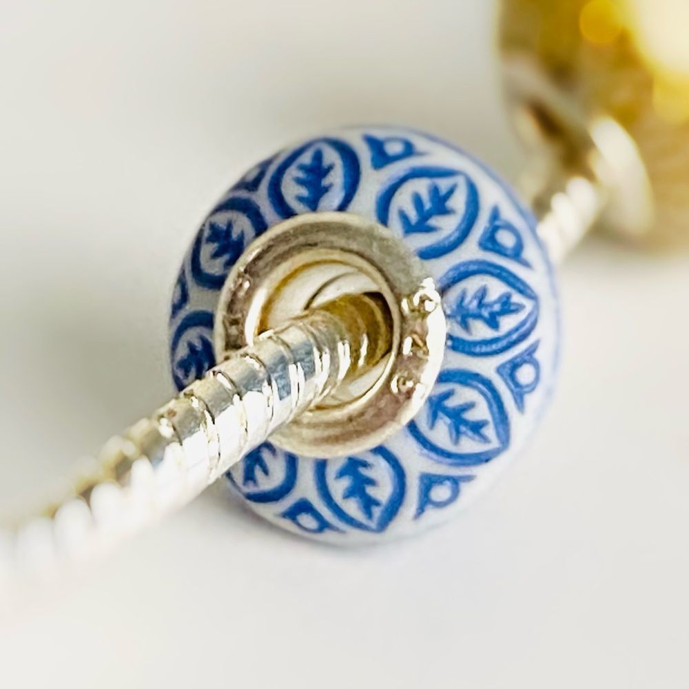 White Blue Bracelet Charm DIY Craft Beads
